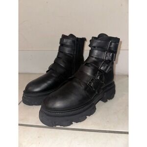 Lavorazione Artigianale womans boots black leather italian handmade goth punk 9‎